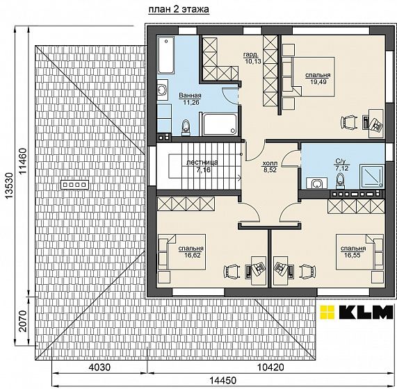 Проект кирпичного дома КЛМ 049